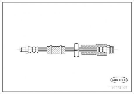 Тормозная трубка/шланг гибкий передний левый/правый (длина 470мм, F10x1/M10x1) CITROEN JUMPER; ПЕЖО БОКСЕР 1.9D-2.8D 02.94- CORTECO 19031197 (фото 1)