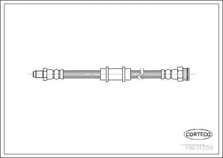 Трубка/шланг тормозной гибкий задний левый/правый (длина 300мм, M10x1/M10x1) LANCIA LYBRA 1.6-2.4D 07.99-10.05 CORTECO 19031559 (фото 1)