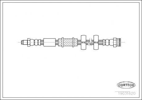 Гальмівна трубка/шланг гнучкий задній лівий/правий (довжина 480 мм) FIAT PALIO, SIENA, STRADA 1.0-1.9D 04.96- CORTECO 19031620