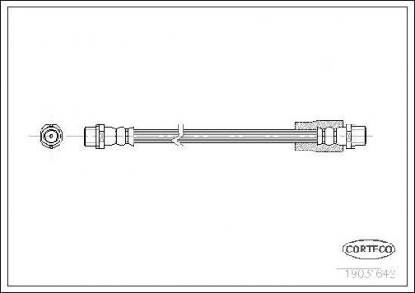 Гальмівна трубка/шланг гнучкі спереду лівий/правий (довжина 305 мм) AUDI A4 B6 1.6-4.2 11.00-03.09 CORTECO 19031642 (фото 1)