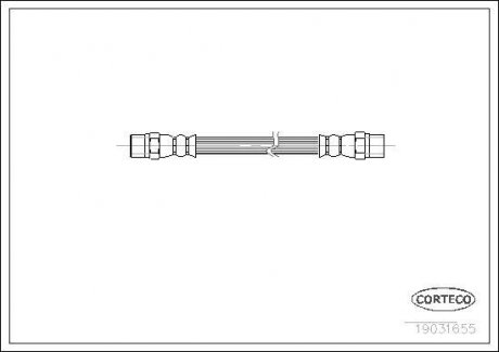 Гальмівна трубка/шланг гнучкий передній лівий/правий (довжина 100 мм, F10x1/F10x1) BMW 5 (E39), 7 (E38), 8 (E31) 2.0-5.4 03.93-05.04 CORTECO 19031655 (фото 1)
