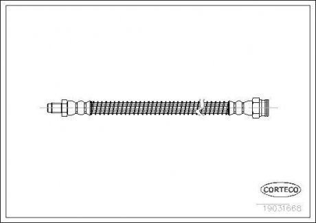 Гальмівна трубка/шланг гнучкий задній лівий/правий (довжина 150 мм, M10x1/F9x1,25) PEUGEOT 306 1.1-2.0D 04.93-12.02 CORTECO 19031668 (фото 1)