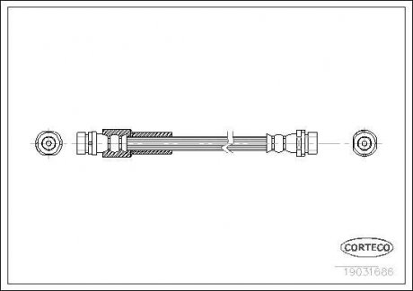 Гальмівна труба/шланг гнучкий задній лівий/правий (довжина 320 мм) FORD FUSION 1.25-1.6D 08.02-12.12 CORTECO 19031686 (фото 1)