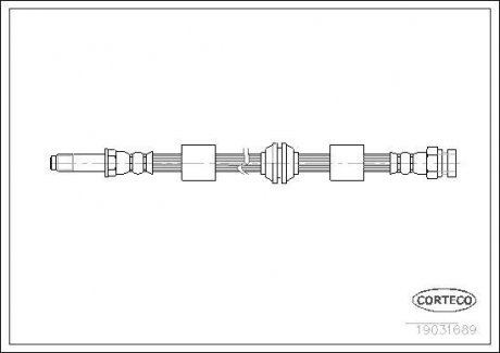Гальмівна трубка/шланг гнучкий передній лівий/правий (довжина 499 мм) FORD GALAXY I 1.9D-2.8 03.95-05.06 CORTECO 19031689