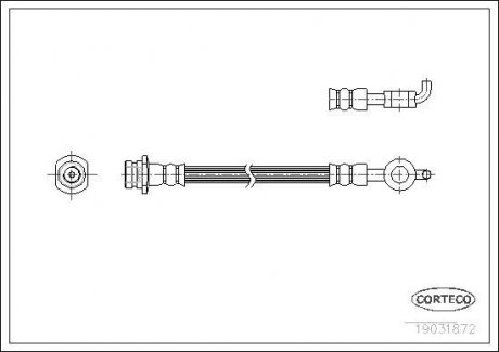 Тормозная трубка/шланг гибкий задний левый/правый (длина 180мм) OPEL FRONTERA B 2.2/2.2D/3.2 09.98-07.04 CORTECO 19031872 (фото 1)