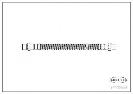 Гальмівна трубка/шланг гнучкий задній лівий/правий (довжина 160 мм, M10x1/M10x1) VW TRANSPORTER IV, TRANSPORTER V 1.9D-3.2 09.95-08.15 CORTECO 19032096 (фото 1)