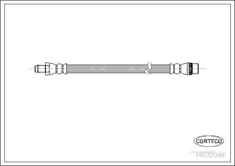 Трубка/шланг тормозной гибкий передний левый/правый (длина 335мм, F10x1/M10x1) RENAULT KANGOO 1.2-1.9D 08.97- CORTECO 19032099 (фото 1)
