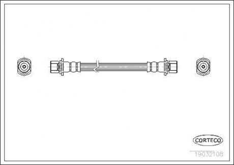 Трубка/шланг тормозной гибкий задний левый/правый (длина 280мм, M10x1/M10x1) TOYOTA COROLLA 1.3-2.0D 07.92-01.02 CORTECO 19032108