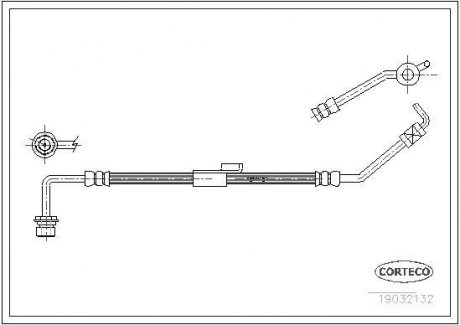 Трубка/шланг тормозной гибкий передний L (длина 585мм, M10x1) FORD TRANSIT 1.6-2.9 09.85-06.00 CORTECO 19032132 (фото 1)