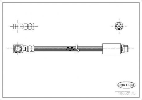 Гальмівна трубка/шланг гнучкий задній R (довжина 327мм, F10x1) FORD MONDEO II 1.6-2.5 08.96-09.00 CORTECO 19032175 (фото 1)