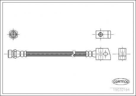 Гальмівна труба/шланг гнучкий задній лівий/правий (довжина 473 мм, F10x1/F10x1) OPEL FRONTERA A, FRONTERA A SPORT 2.0-2.8D 03.92-10.98 CORTECO 19032194