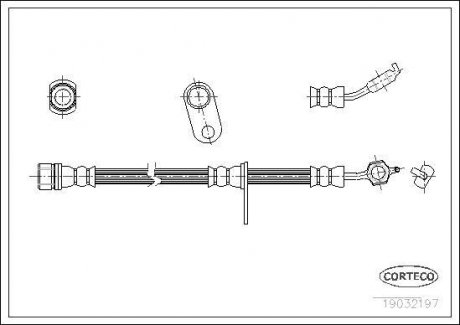 Гальмівна трубка/шланг гнучкий передній R (довжина 552 мм) TOYOTA CARINA E VI 1.6/2.0D 04.92-09.97 CORTECO 19032197