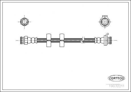 Гальмівна трубка/шланг гнучкий передній лівий/правий (довжина 276 мм, M10x1/M10x1) ALFA ROMEO GTV; FIAT COUPE 2.0/3.0 08.96-10.05 CORTECO 19032211