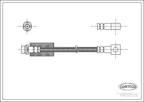 Гальмівна труба/шланг гнучкий задній лівий/правий (довжина 337 мм, F10x1) FORD MONDEO I, MONDEO II 1.6-2.5 04.93-09.00 CORTECO 19032226 (фото 1)