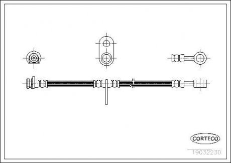 Гальмівна трубка/шланг гнучкий передній лівий/правий (довжина 508 мм, M10x1) MG MG ZR; ROVER 200, 200 II, 25 I, 400 1.1-2.0D 05.94-05.05 CORTECO 19032230