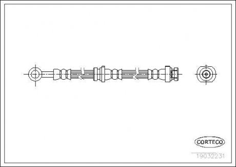 Гальмівна труба/шланг гнучкий задній лівий/правий (довжина 495 мм, M10x1) NISSAN PRIMERA 1.6/2.0/2.0D 06.90-03.98 CORTECO 19032231