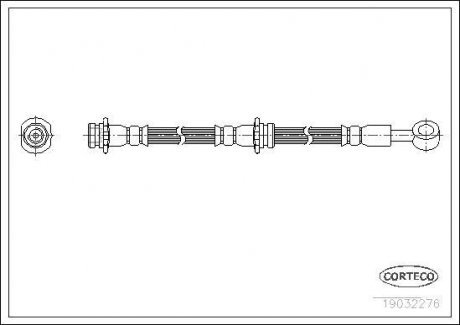 Гальмівна труба/шланг гнучкий задній L (довжина 600 мм, M10x1) NISSAN PRIMERA 1.6-2.0D 06.96-12.01 CORTECO 19032276