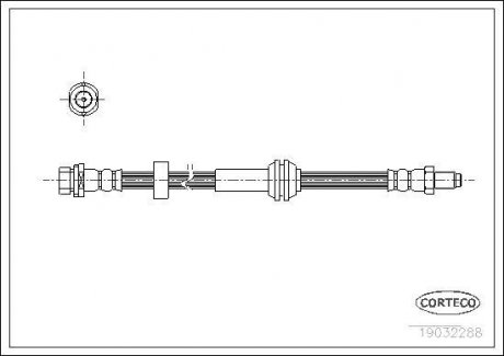 Трубка/шланг тормозной гибкий задний левый/правый (длина 440мм, M10x1/M10x1) FORD FOCUS I 1.4-1.8D 10.98-11.04 CORTECO 19032288