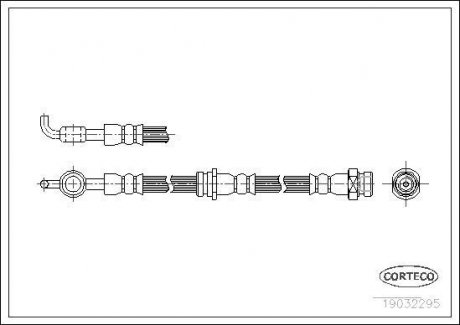 Гальмівна труба/шланг гнучкий задній праворуч (довжина 495 мм) MAZDA 626 III 1.6-2.2 06.87-05.92 CORTECO 19032295