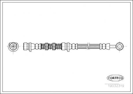 Гальмівна трубка/шланг гнучкий передній лівий/правий (довжина 451 мм, M10x1) LAND ROVER FREELANDER I 1.8/2.0D/2.5 02.98-10.06 CORTECO 19032319