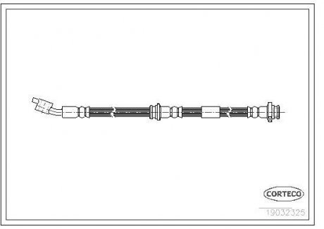 Трубка/шланг тормозной гибкий передний R (длина 476мм, M10x1/M10x1) NISSAN ALMERA TINO 1.8/2.0/2.2D 08.00-02.06 CORTECO 19032325