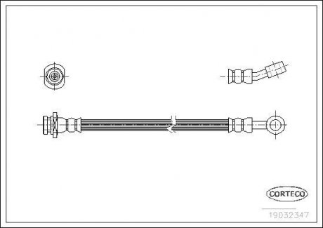 Гальмівна труба/шланг гнучкий передній лівий/правий (довжина 314 мм, M10x1/M10x1) SUZUKI SAMURAI, SJ413 1.0/1.3 09.84-12.04 CORTECO 19032347