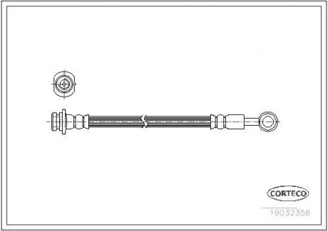 Трубка/шланг тормозной гибкий задний левый/правый (длина 232мм, M10x1) NISSAN PATROL GR IV 2.8D/4.2 09.88-02.98 CORTECO 19032356