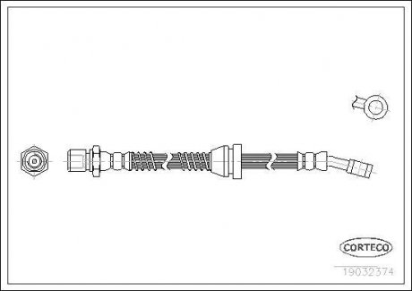 Гальмівна трубка/шланг гнучкий передній лівий/правий (довжина 556 мм, M10x1) DAEWOO LEGANZA 2.0/2.2 06.97-04.04 CORTECO 19032374 (фото 1)