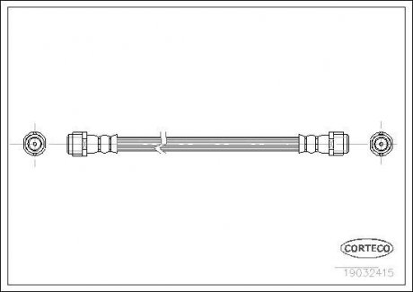 Тормозная трубка/шланг гибкий задний левый/правый (длина 340мм, M10x1/M10x1) MERCEDES A (W168) 1.4-2.1 07.97-08.04 CORTECO 19032415 (фото 1)