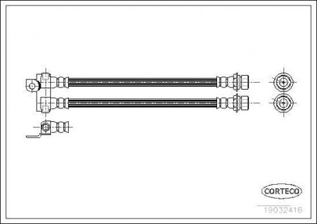 Трубка/шланг тормозной гибкий задний левый/правый (длина 410мм, M10x1) FORD TRANSIT 1.6-2.9 09.85-06.00 CORTECO 19032416