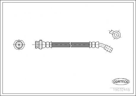 Гальмівна трубка/шланг гнучкий задній лівий/правий (довжина 235 мм) NISSAN MICRA II 1.0/1.3 08.92-09.00 CORTECO 19032418