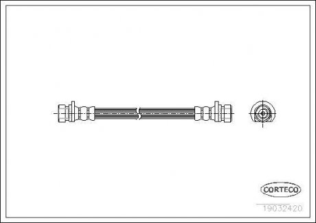 Гальмівна труба/шланг гнучкий задній лівий/правий (довжина 254 мм, M10x1/M10x1) HONDA CIVIC II, CIVIC IV, CRX II 1.3-1.6 09.87-02.95 CORTECO 19032420 (фото 1)