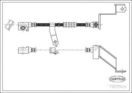 Гальмівна трубка/шланг гнучкий передній R (довжина 498 мм) CHRYSLER VOYAGER III 2.0-3.8 01.95-03.01 CORTECO 19032429