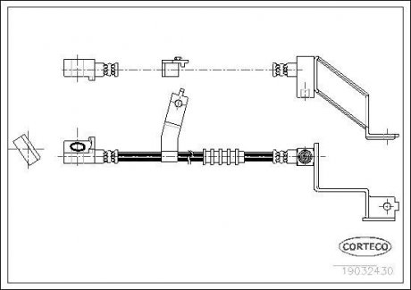 Гальмівна трубка/шланг гнучкий передній L (довжина 486 мм, M10x1) CHRYSLER VOYAGER III 2.0-3.8 01.95-03.01 CORTECO 19032430 (фото 1)