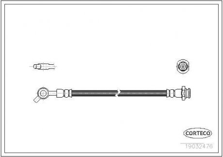 Трубка/шланг тормозной гибкий передний левый/правый (длина 270мм, M10x1/M10x1) NISSAN PATROL GR IV 2.8D/4.2 09.88-02.98 CORTECO 19032476 (фото 1)