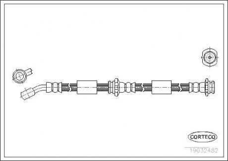 Фото автозапчасти трубка/шланг тормозной гибкий передний левый/правый (длина 495мм, M10x1/M10x1) NISSAN MICRA II 1.0-1.5D 08.92-02.03 CORTECO 19032482 (фото 1)