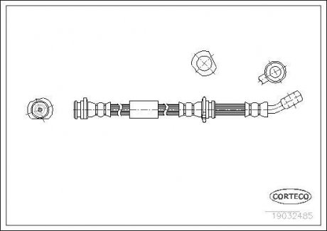 Тормозная трубка/шланг гибкий передний R (длина 500мм, M10x1) NISSAN SUNNY III 1.6/2.0 10.90-05.95 CORTECO 19032485 (фото 1)