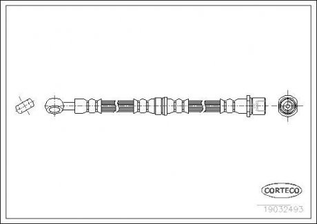 Тормозная трубка/шланг гибкий передний L (длина 564мм, M10x1) SUBARU FORESTER 2.0 08.97-09.02 CORTECO 19032493