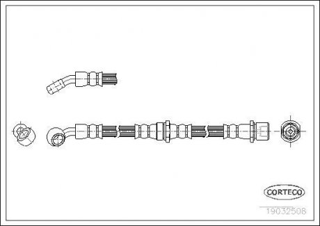 Тормозная трубка/шланг гибкий задний правый (длина 550мм, M10x1) SUBARU FORESTER 2.0 06.98-09.02 CORTECO 19032508