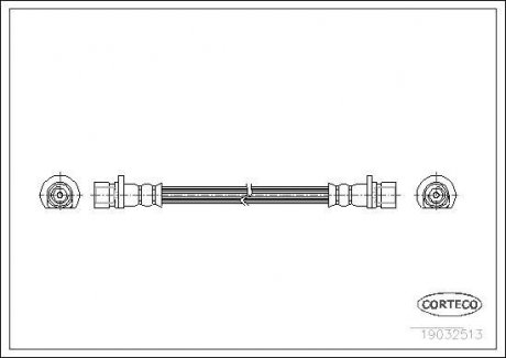 Тормозная трубка/шланг гибкий задний левый/правый (длина 257мм, M10x1/M10x1) HONDA CR-V I, LOGO 1.3/2.0 10.95-03.02 CORTECO 19032513 (фото 1)