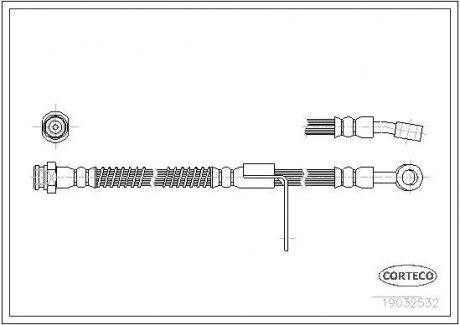 Тормозная трубка/шланг гибкий передний правый (длина 504мм, M10x1) HYUNDAI ACCENT, ACCENT I 1.3/1.5 10.94-01.00 CORTECO 19032532