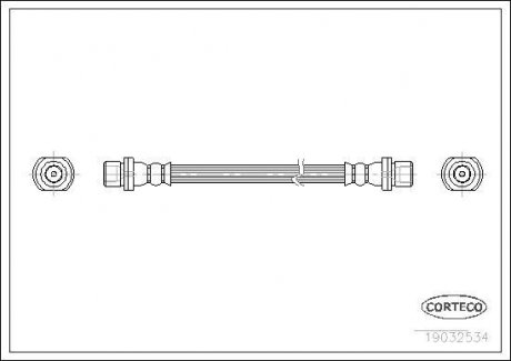 Гальмівна трубка/шланг гнучкий задній лівий/правий (довжина 291 мм, M10x1/M10x1) TOYOTA YARIS 1.0 04.99-09.05 CORTECO 19032534