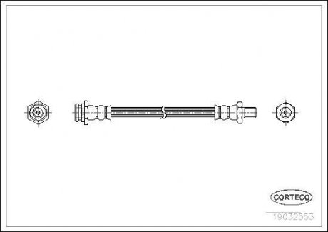 Гальмівна труба/шланг гнучкий задній лівий/правий (довжина 389 мм, M10x1/M10x1) NISSAN TERRANO I 2.4/3.0 10.87-12.95 CORTECO 19032553 (фото 1)