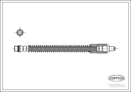 Тормозная трубка/шланг гибкий задний левый/правый (длина 410мм, M10x1/M10x1) OPEL MOVANO 1.9D-3.0D 01.99- CORTECO 19032565