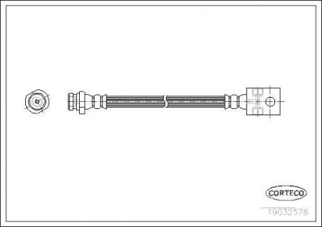 Трубка/шланг тормозной гибкий задний левый/правый (длина 657мм, M10x1/M10x1) NISSAN TERRANO II 2.4/2.7D 02.93-09.07 CORTECO 19032578