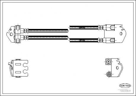 Фото автозапчасти трубка/шланг тормозной гибкий задний левый/правый (длина 415мм, M10x1/M10x1) FORD TRANSIT 2.0D/2.3/2.4D 01.00-05.06 CORTECO 19032831