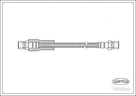 Гальмівна трубка/шланг гнучкий передній лівий/правий (довжина 460 мм) MERCEDES G (W460), G (W461) 2.3-3.0D 03.79- CORTECO 19032832