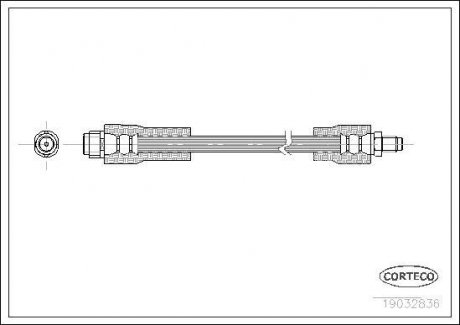 Гальмівна трубка/шланг гнучкий передній лівий/правий (довжина 295 мм, F10x1/M10x1) MERCEDES VANEO (414) 1.6/1.7D/1.9 02.02-07.05 CORTECO 19032836