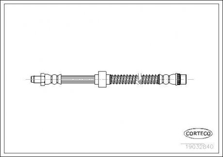 Тормозная трубка/шланг гибкий задний левый/правый (длина 510мм, M10x1/M10x1) NISSAN INTERSTAR; Опель Мовано 1.9D-3.0D 09.00- CORTECO 19032840 (фото 1)