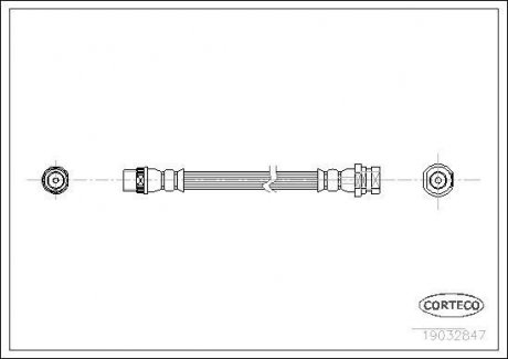 Гальмівна труба/шланг гнучкий задній L (довжина 450 мм, M10x1/M10x1) NISSAN INTERSTAR; OPEL MOVANO; RENAULT MASTER II 1.9D-3.0D 09.00- CORTECO 19032847 (фото 1)